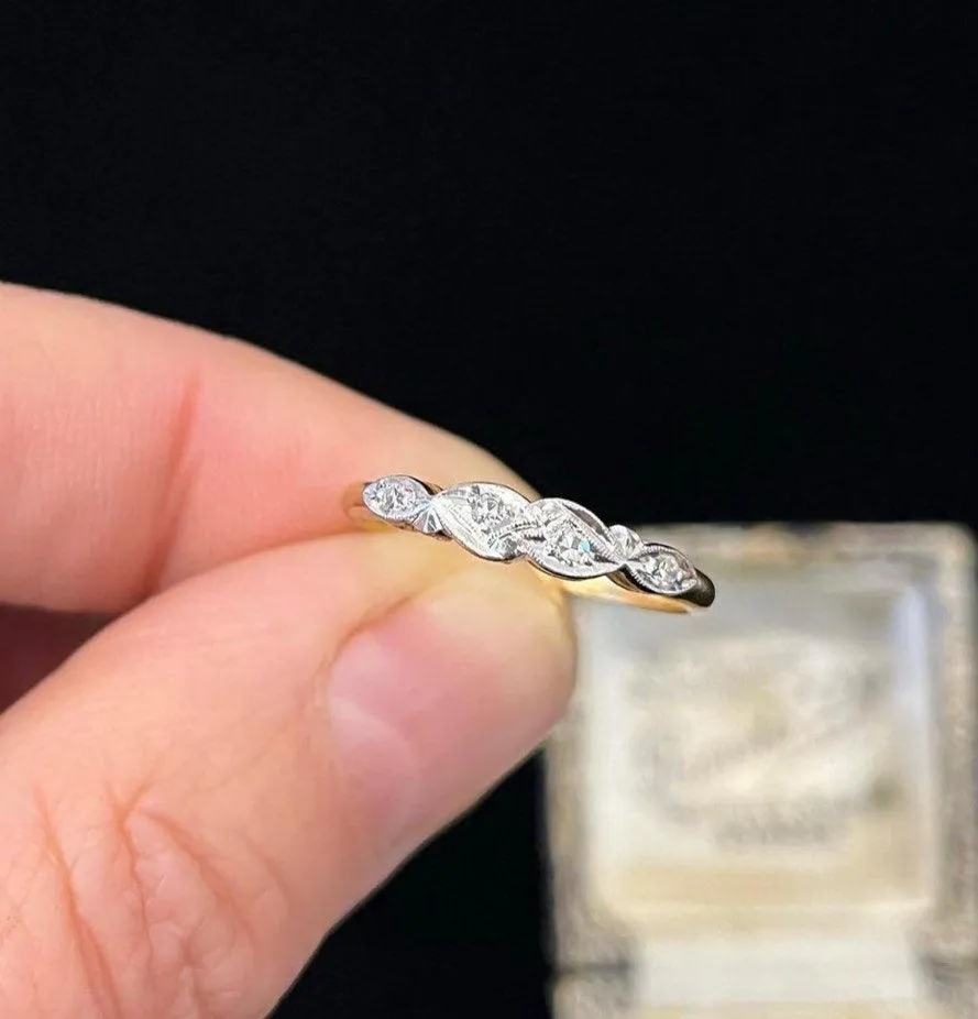 1950s Fine Diamond Milgrain Band