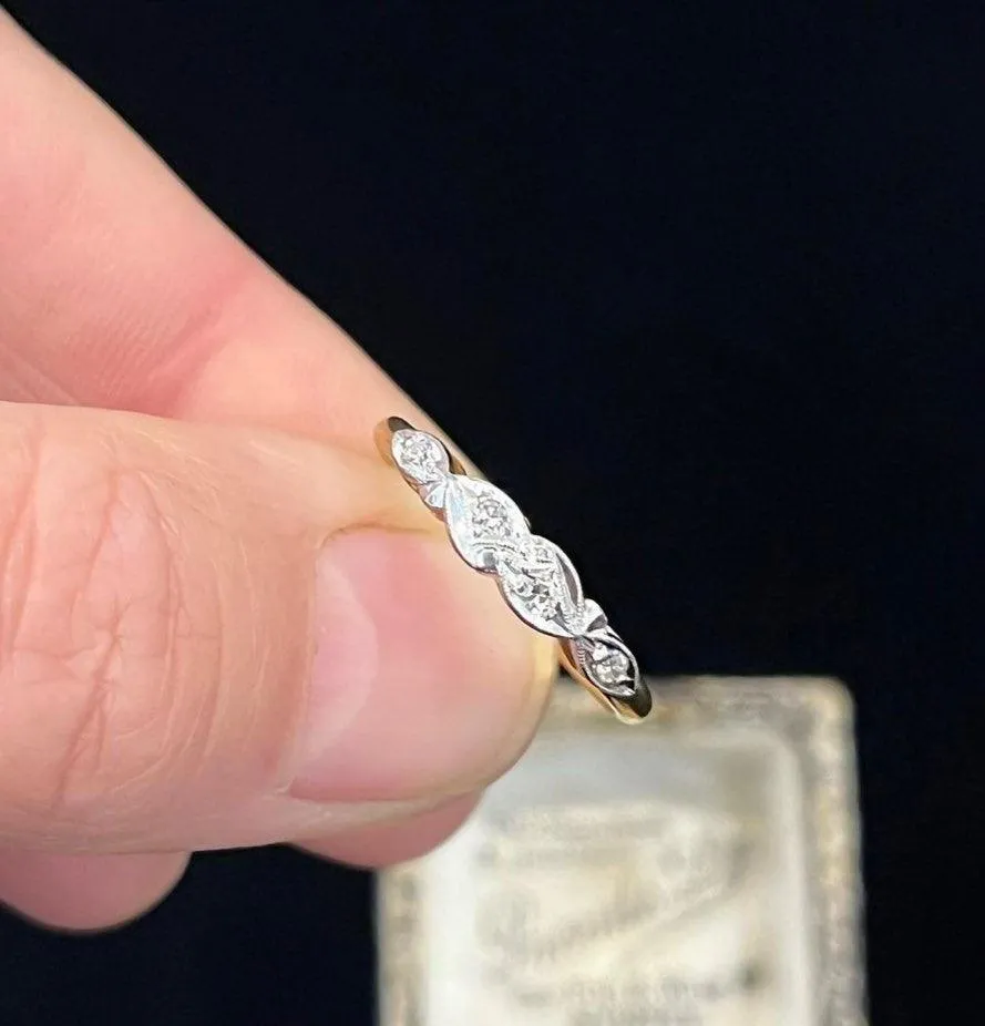 1950s Fine Diamond Milgrain Band