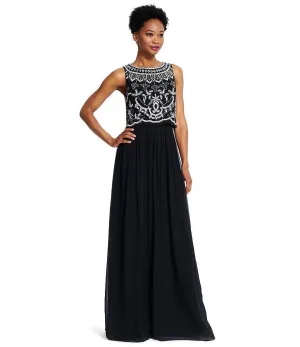 Adrianna Papell - Sequined Bateau Neck Dress 91928840