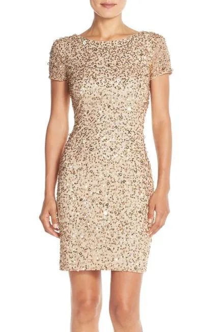 Adrianna Papell - Sequined Mesh Dress 41900220