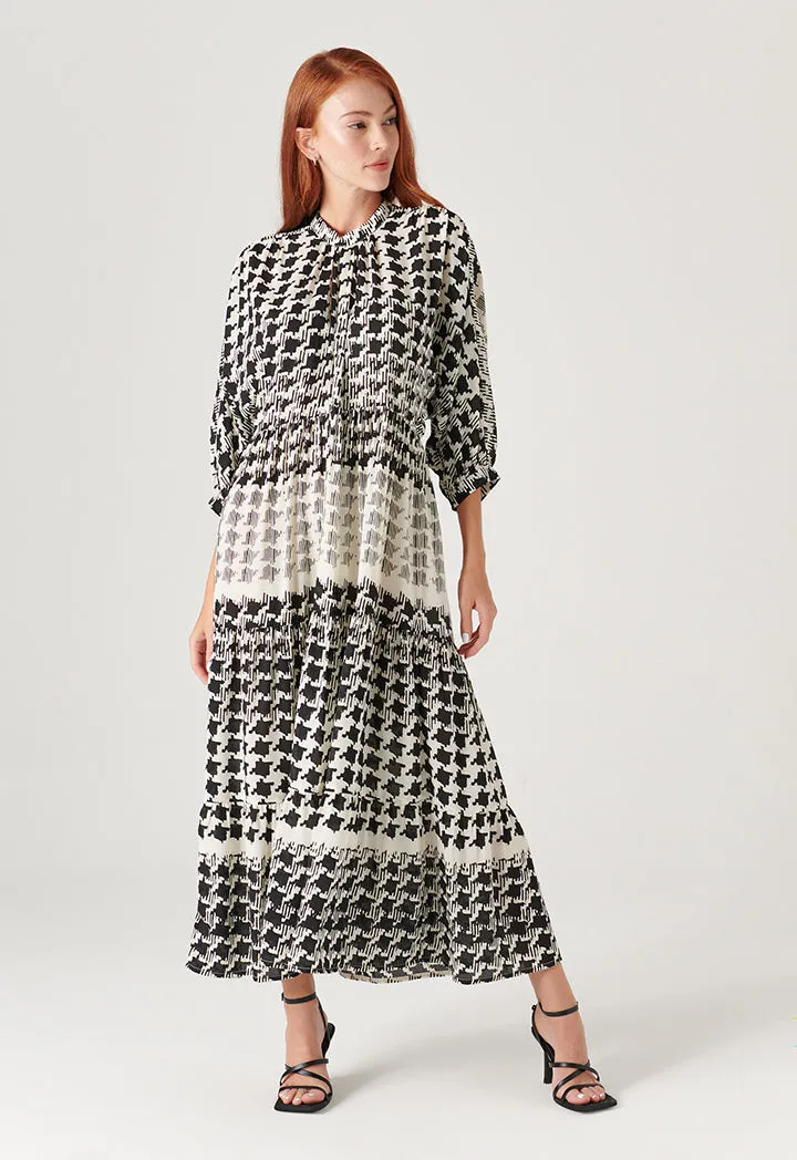 All Over Contrast Abstract Printed Dress