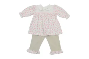 Baby Girl's Pink Velour Floral Dress Set