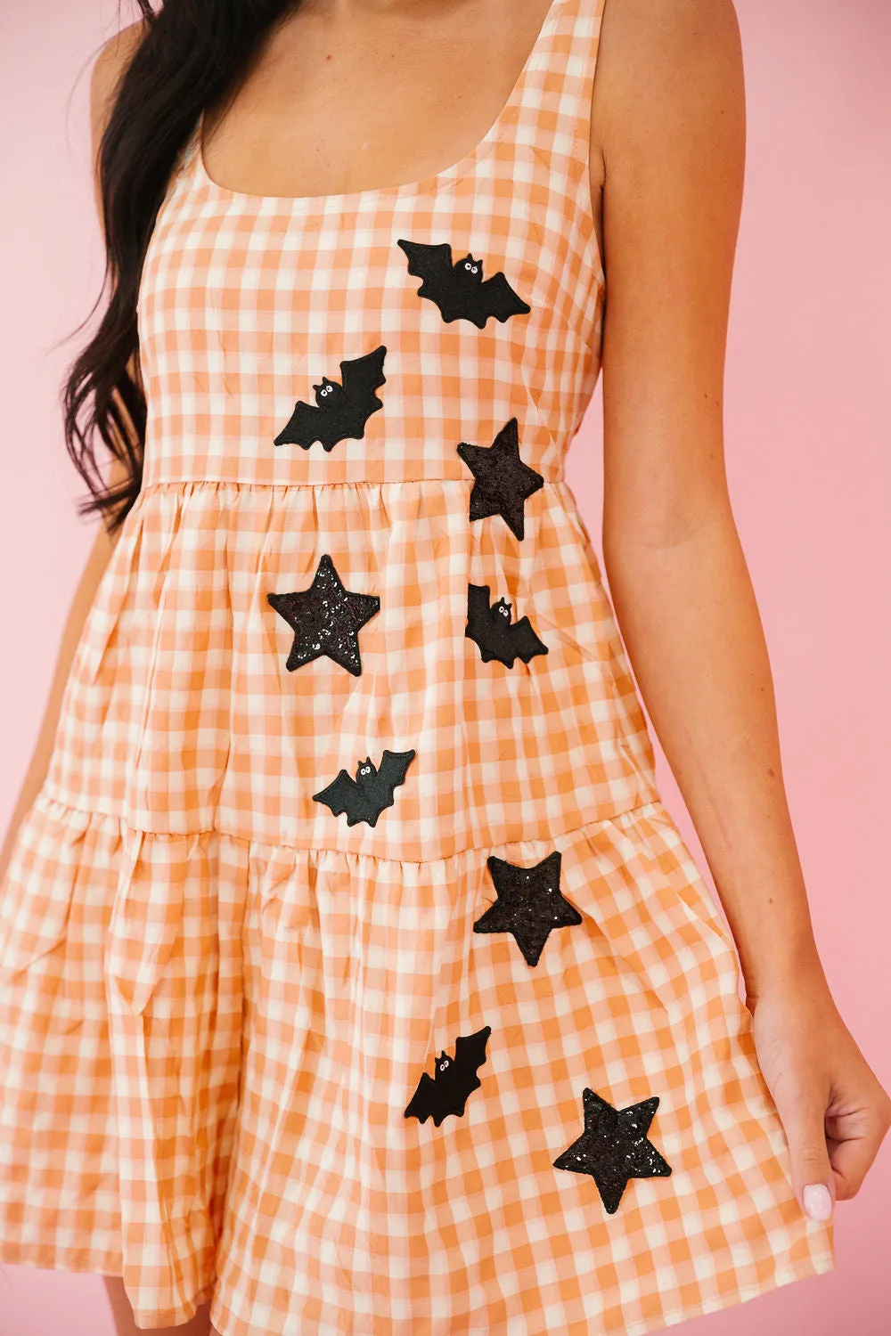 BAT GIRL GINGHAM ROMPERS