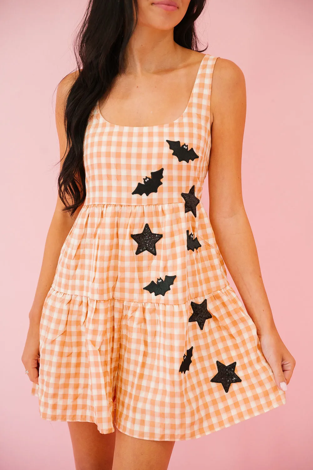 BAT GIRL GINGHAM ROMPERS