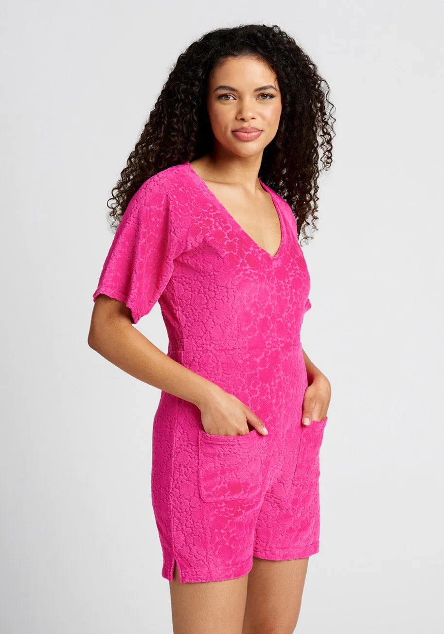 Beach Chaser Velour Romper Sweet Berry