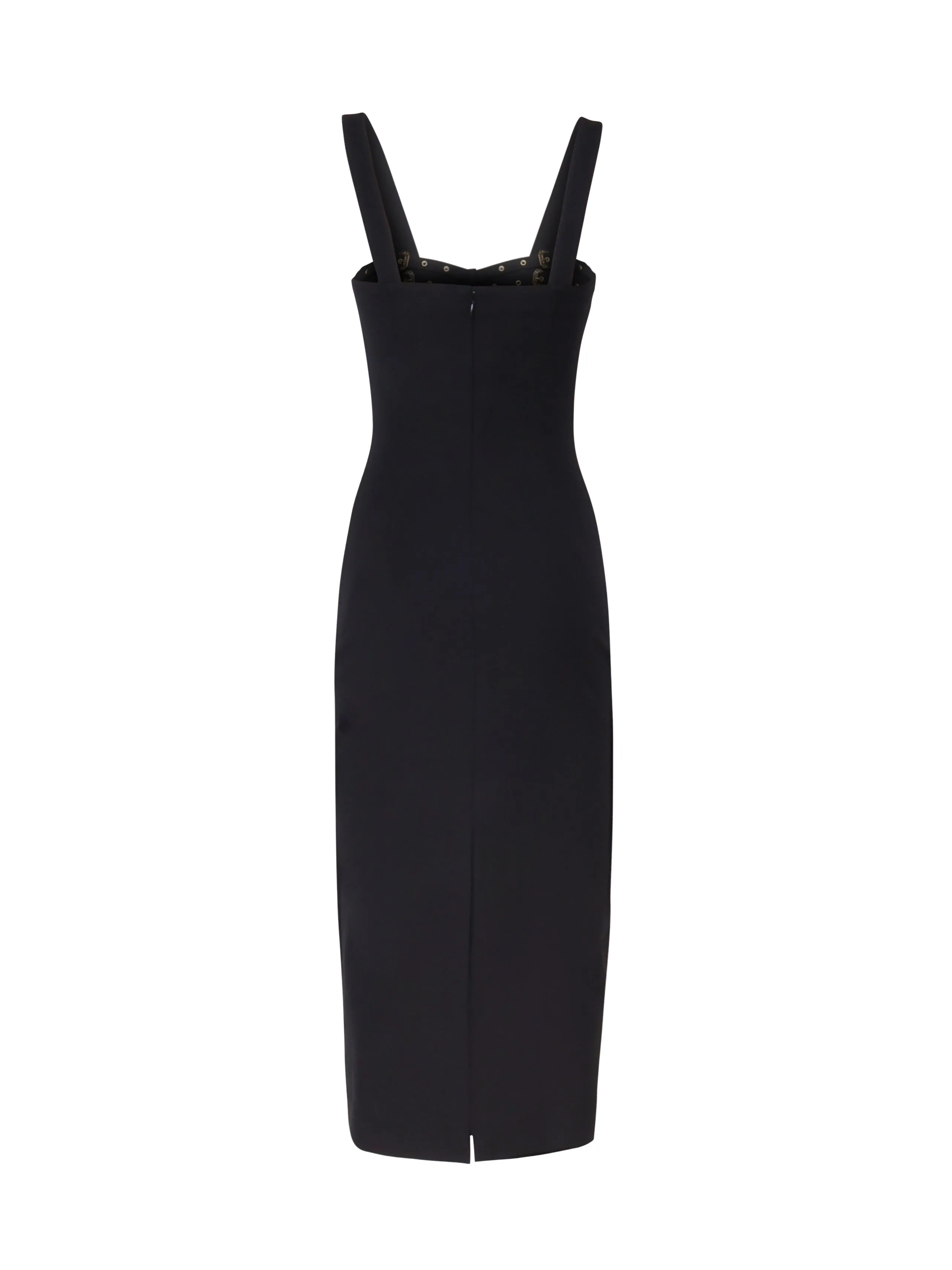 Black Midi Sheath Dress with Buckles