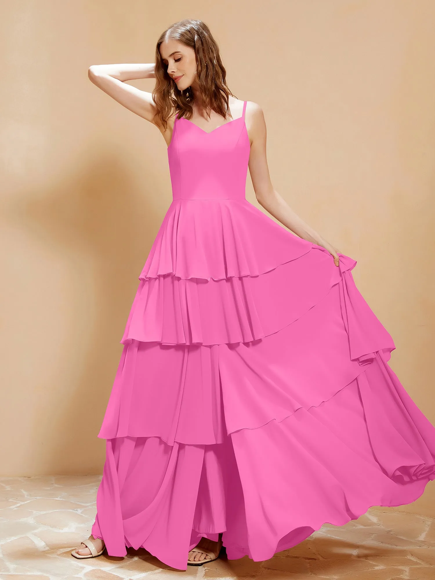 Boho V-neck Floor-length Dress Flowy Ruffles Azalea Plus Size