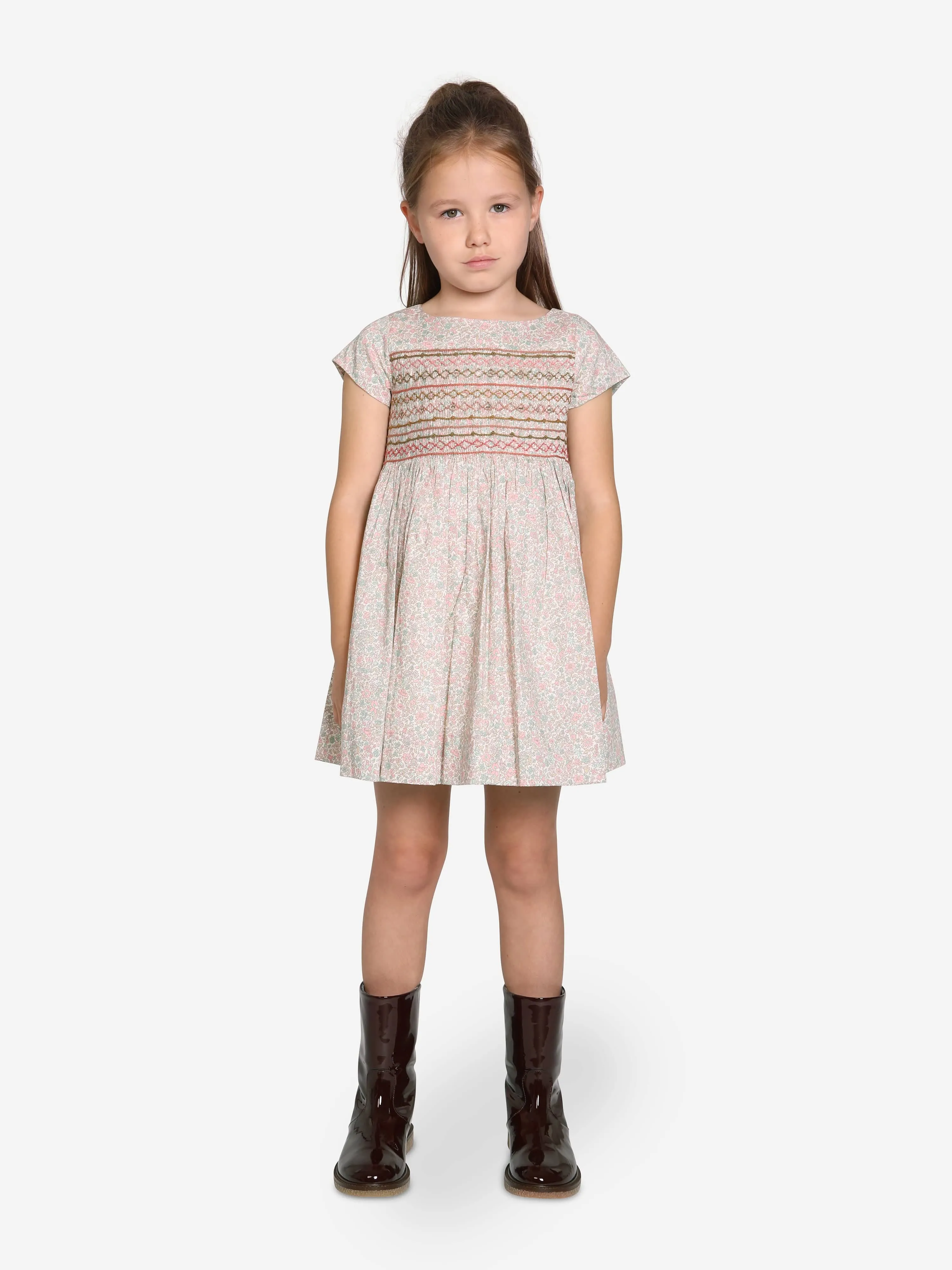 Bonpoint Girls Duchesse Floral Dress in Pink