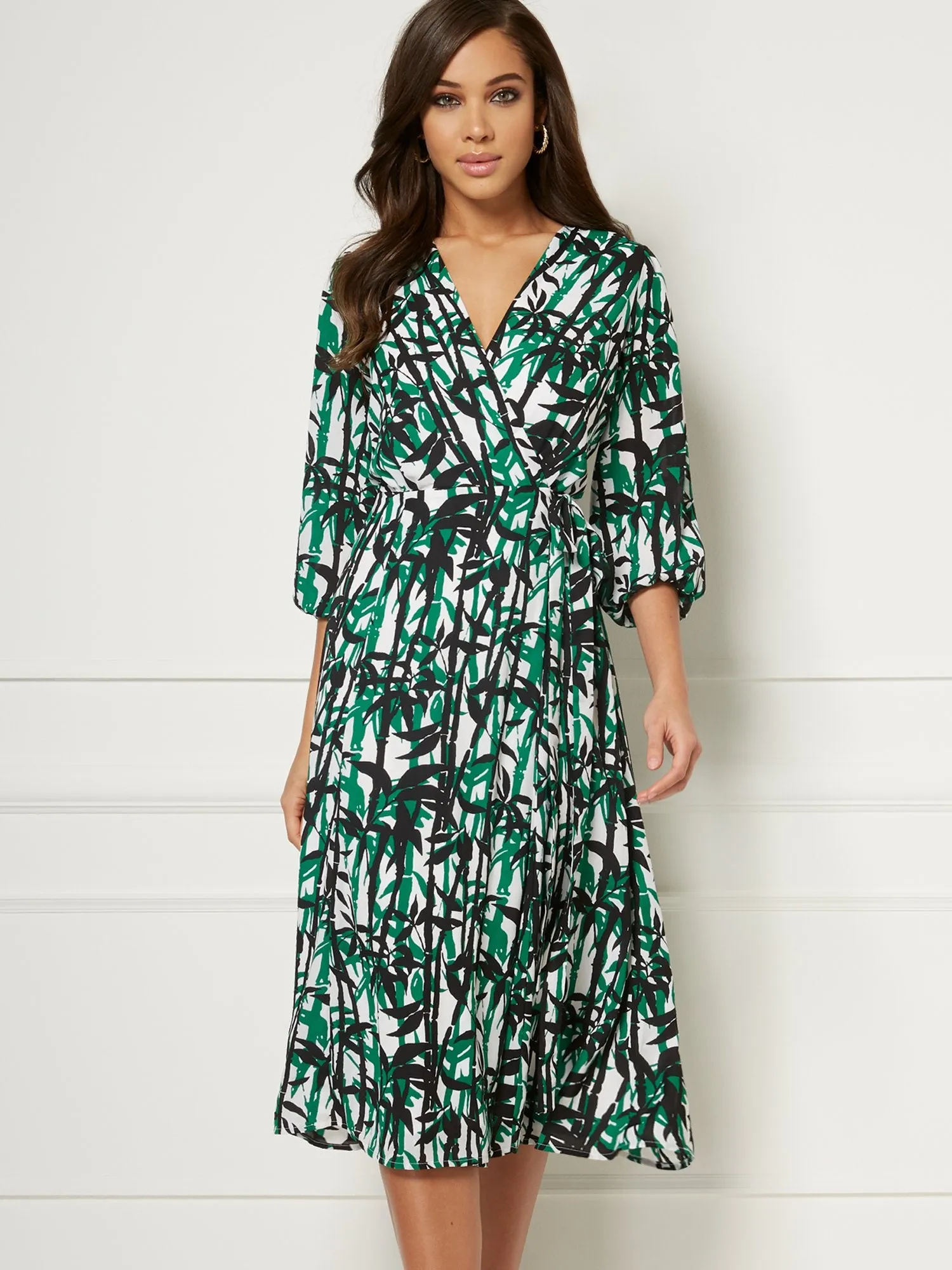 Brenda Palm-Print Dress - Eva Mendes Collection