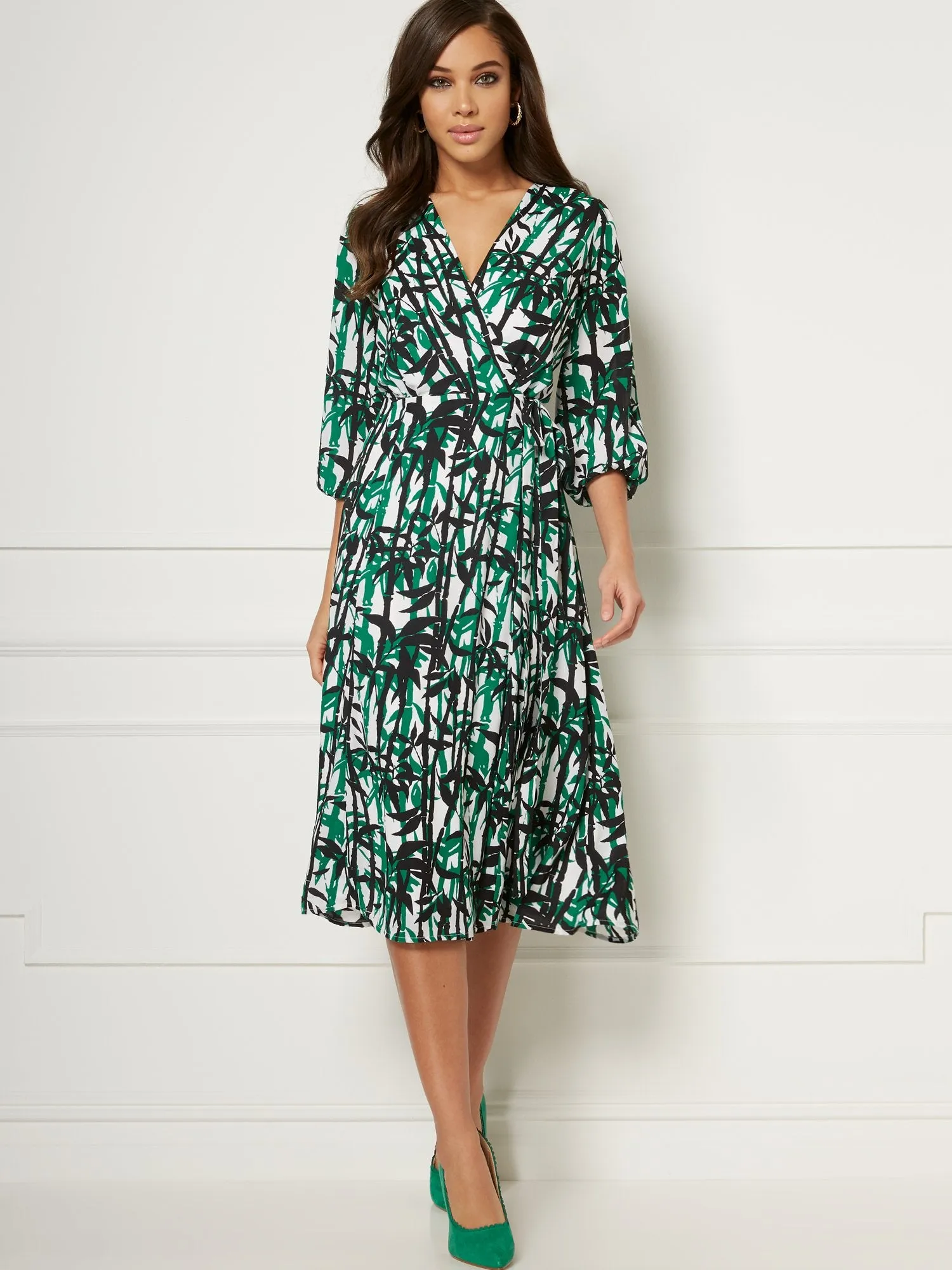 Brenda Palm-Print Dress - Eva Mendes Collection