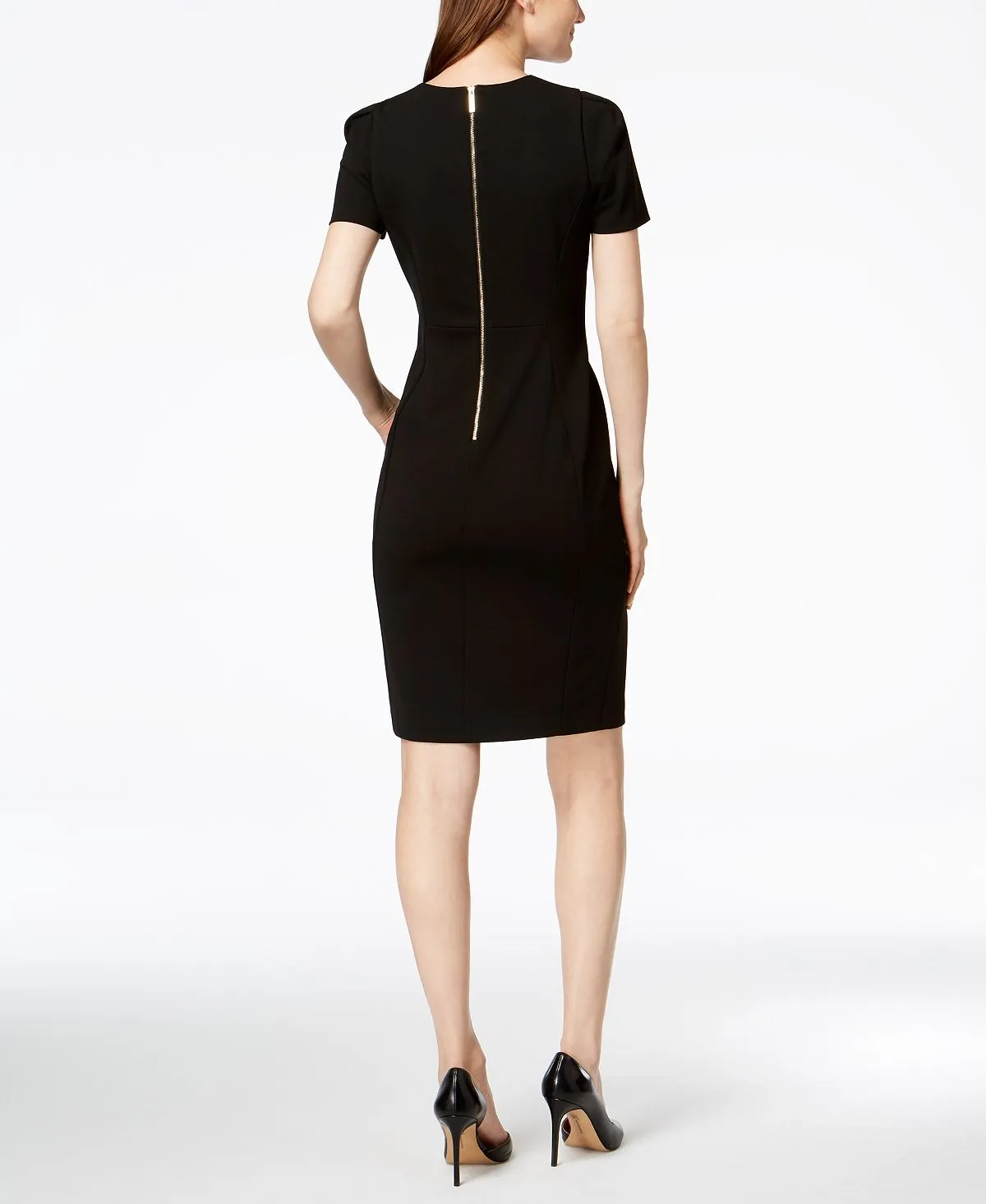 Calvin Klein Seamed Crepe Scuba Sheath Dress, Black