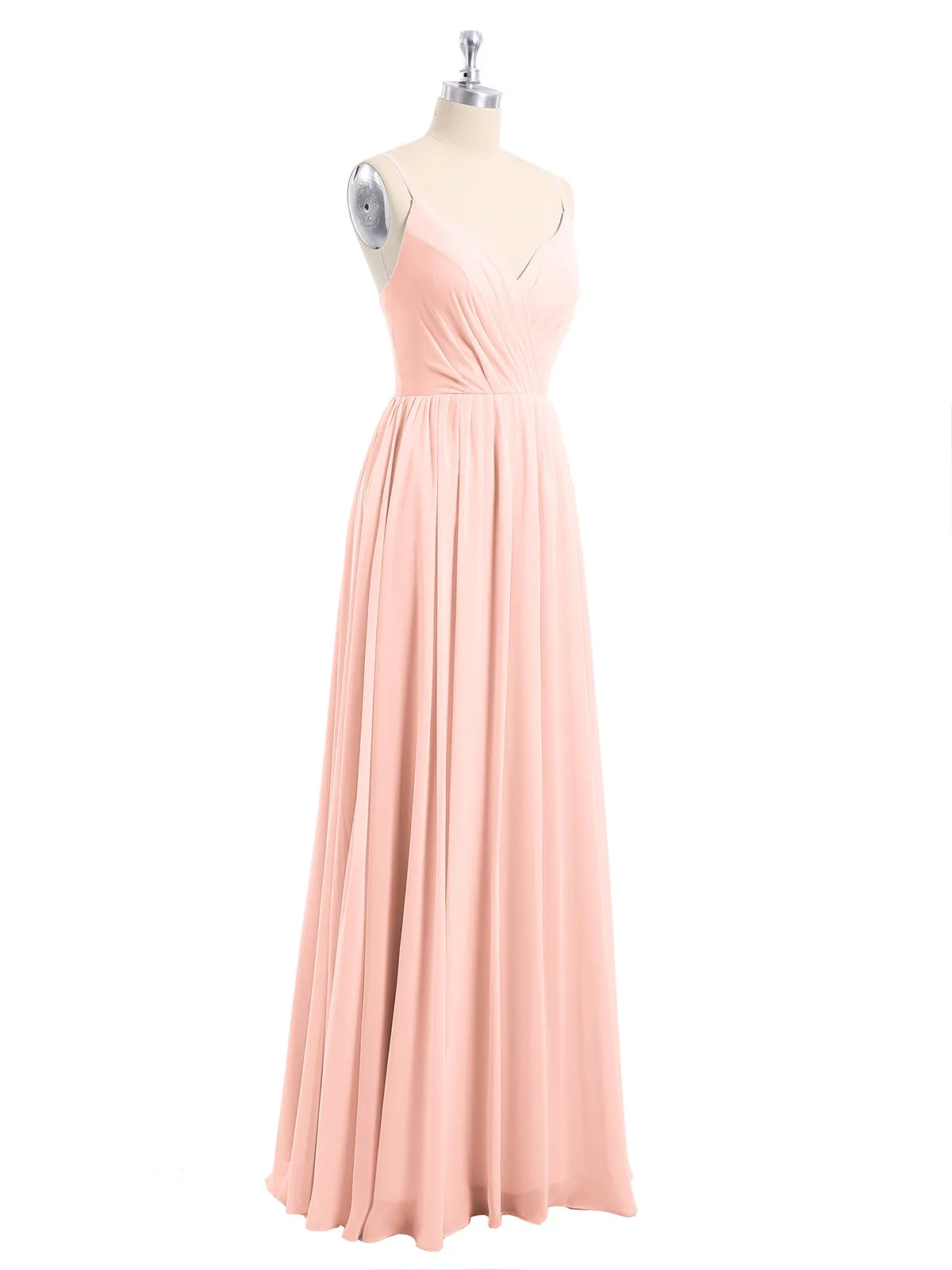 Chiffon Bridesmaid Dresses with Spaghetti Straps-Coral