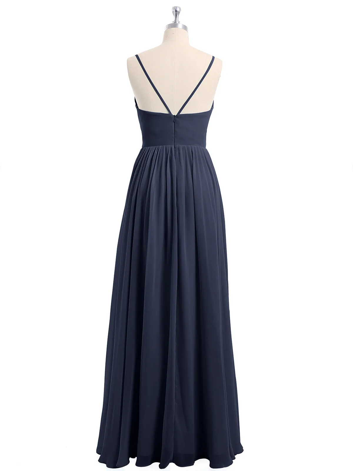 Chiffon Bridesmaid Dresses with Spaghetti Straps-Dark Navy Plus Size