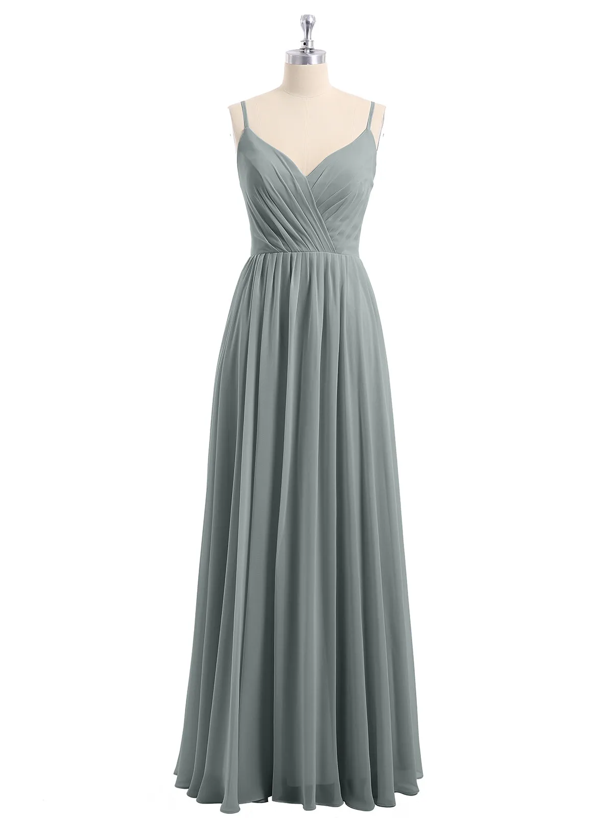 Chiffon Bridesmaid Dresses with Spaghetti Straps-Steel Grey Plus Size