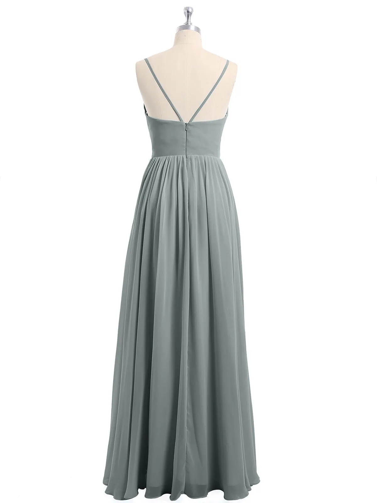 Chiffon Bridesmaid Dresses with Spaghetti Straps-Steel Grey Plus Size