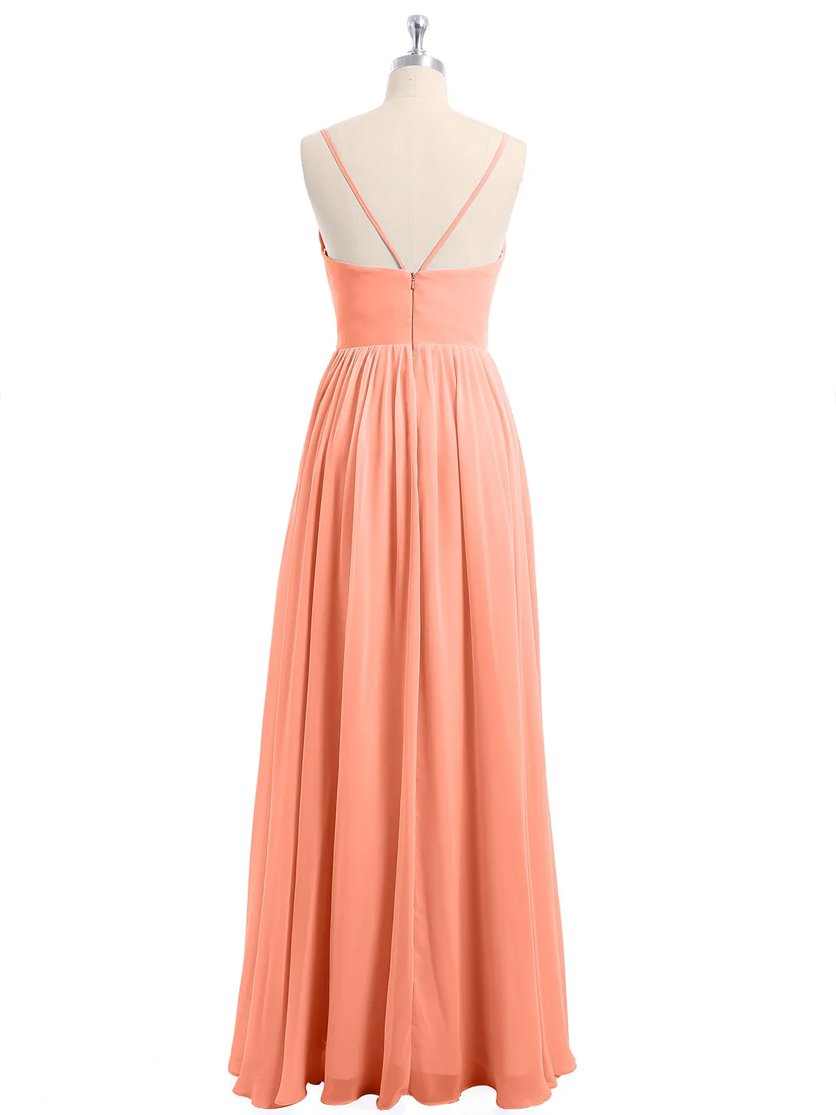 Chiffon Bridesmaid Dresses with Spaghetti Straps-Sunset