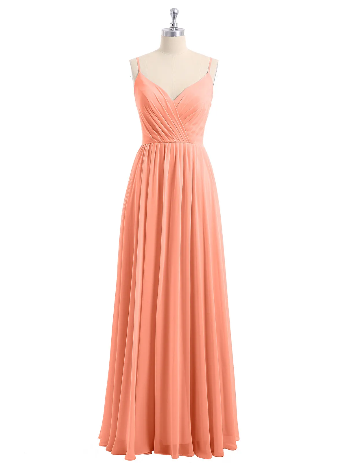 Chiffon Bridesmaid Dresses with Spaghetti Straps-Sunset