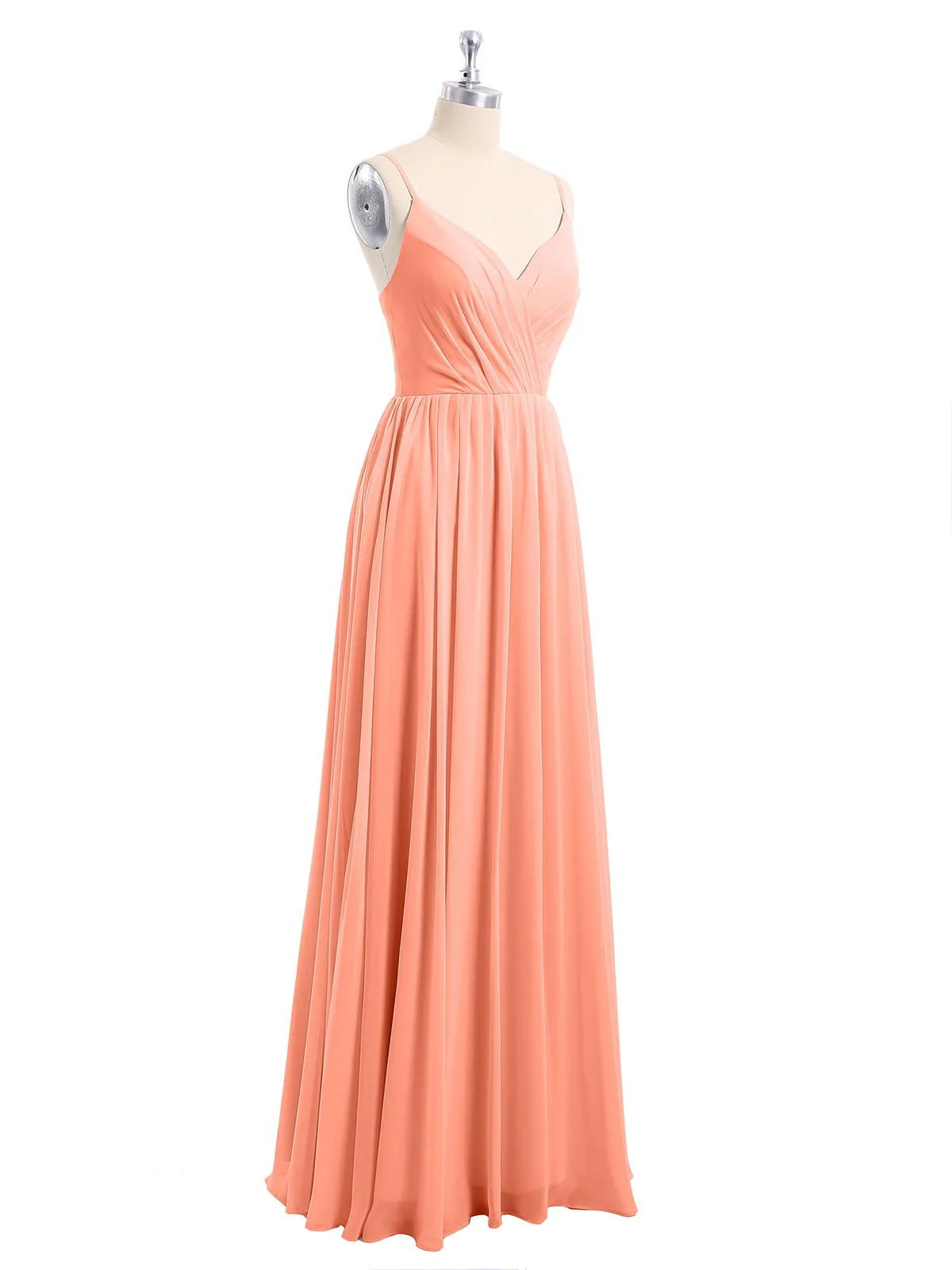 Chiffon Bridesmaid Dresses with Spaghetti Straps-Sunset