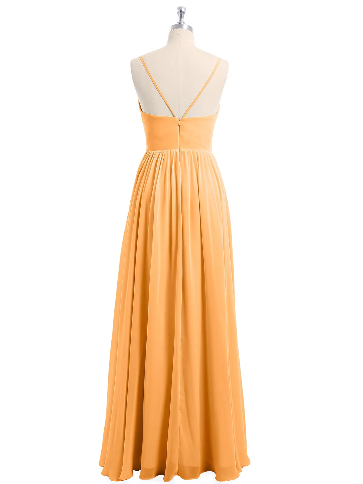 Chiffon Bridesmaid Dresses with Spaghetti Straps-Tangerine Plus Size