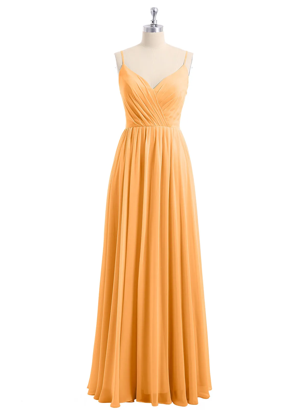 Chiffon Bridesmaid Dresses with Spaghetti Straps-Tangerine Plus Size