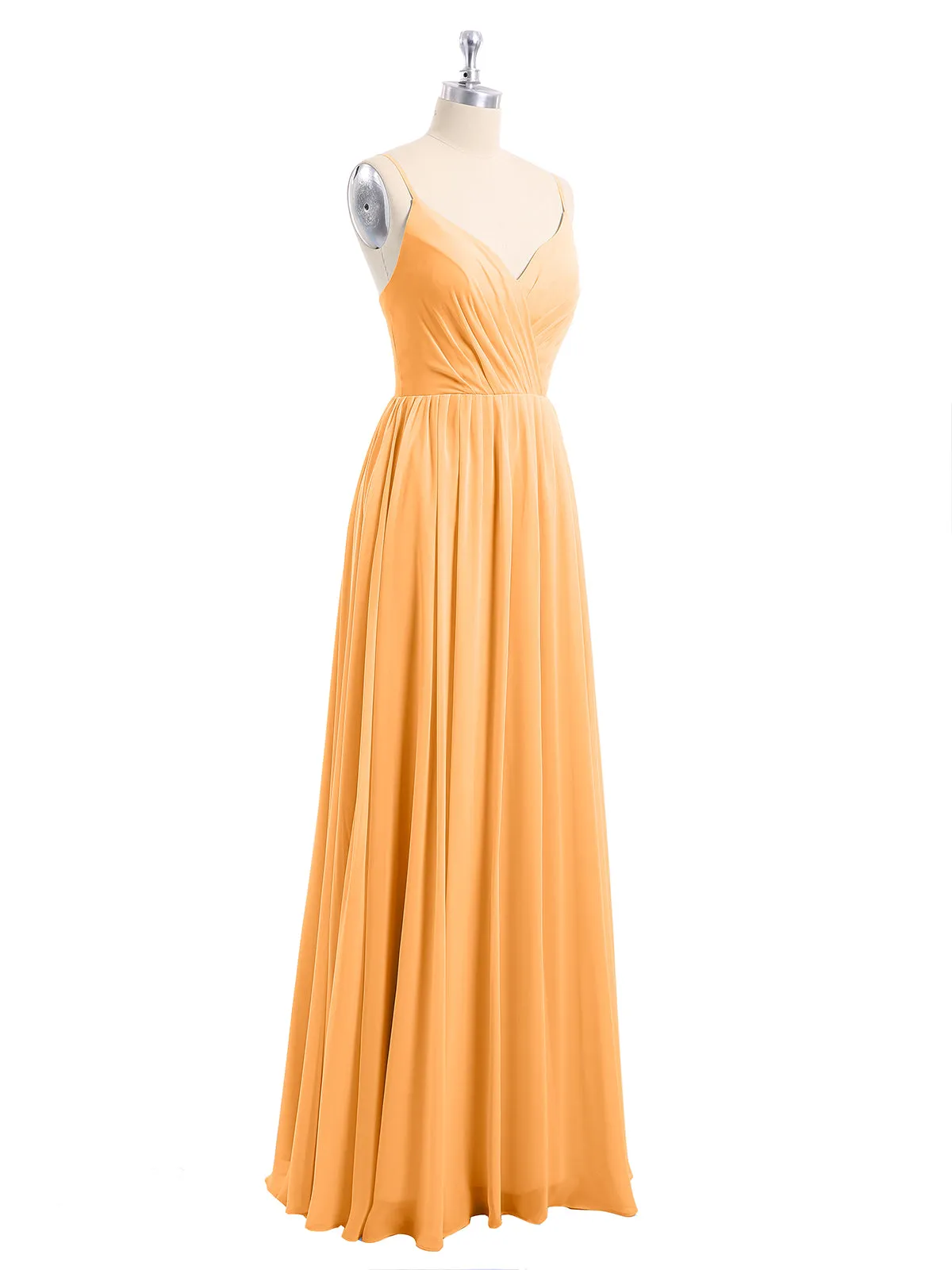 Chiffon Bridesmaid Dresses with Spaghetti Straps-Tangerine Plus Size