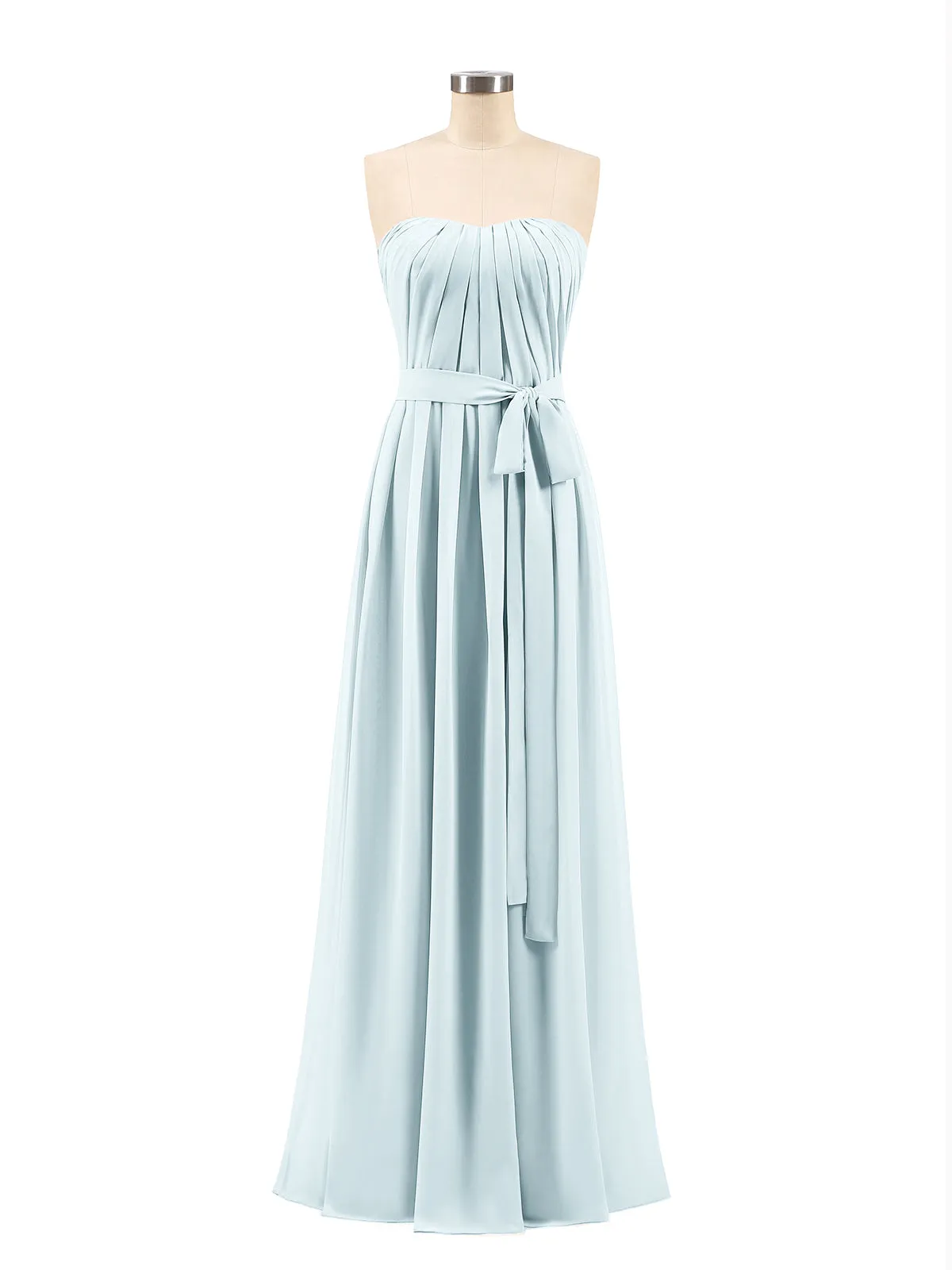 Chiffon Strapless Bridesmaid Gown with Sash-Mist