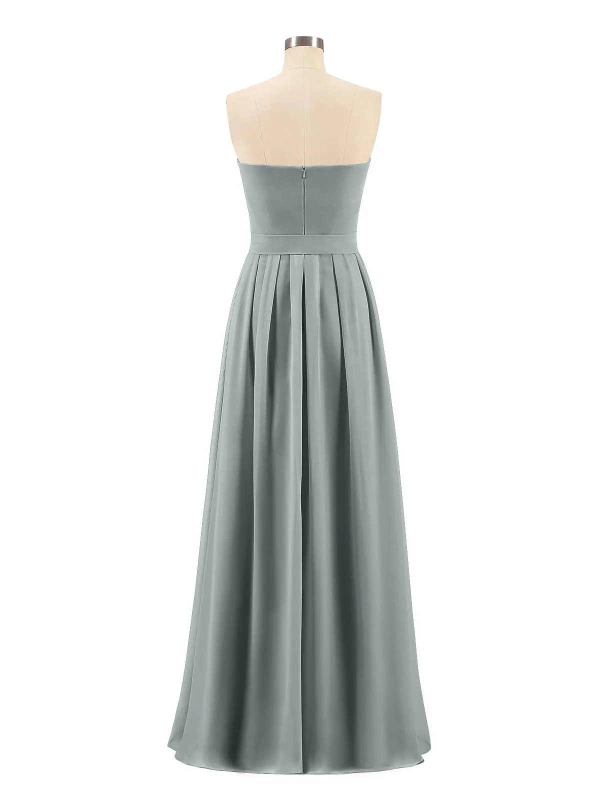 Chiffon Strapless Bridesmaid Gown with Sash-Steel Grey Plus Size