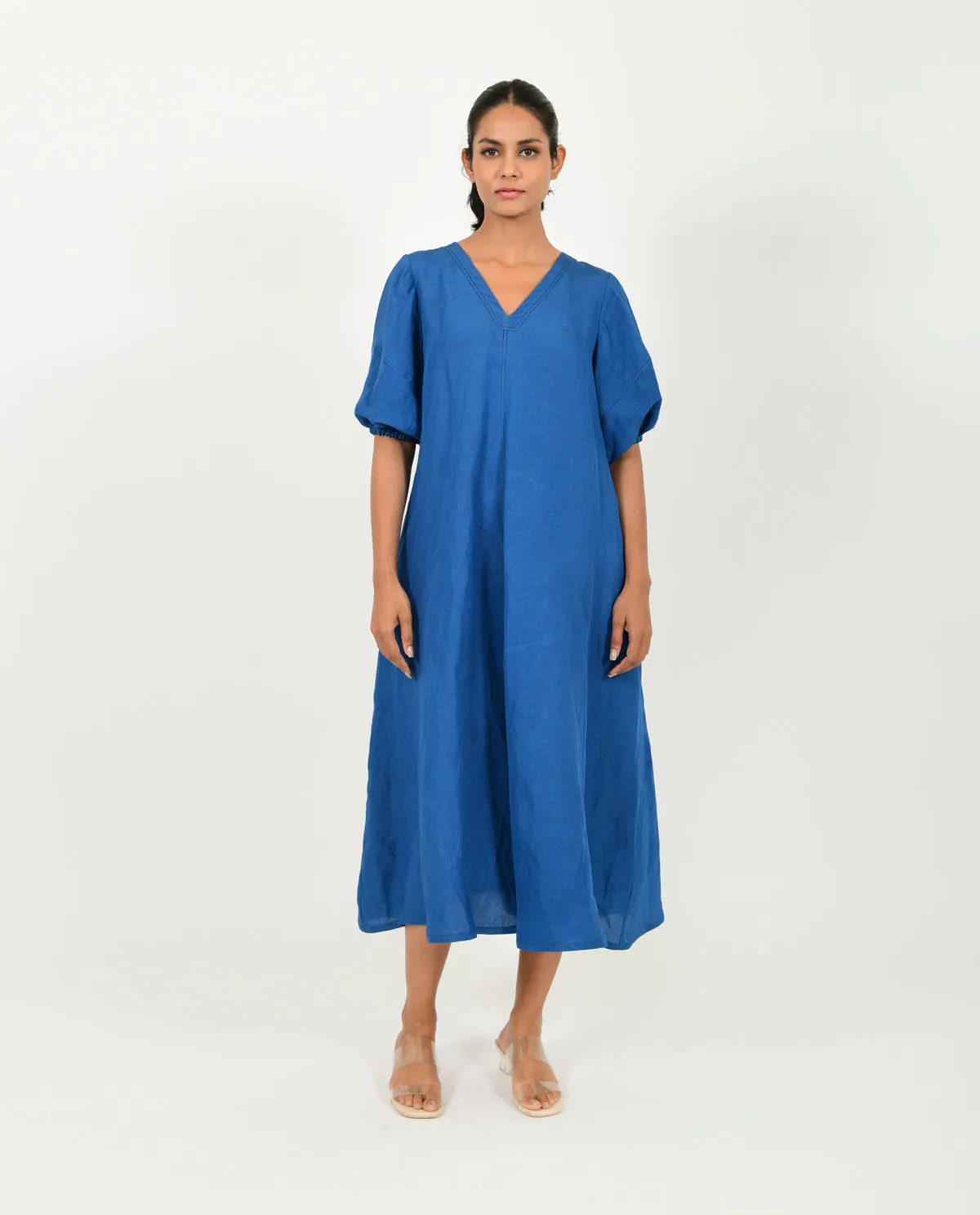 CLASSIC BLUE LINEN DRESS