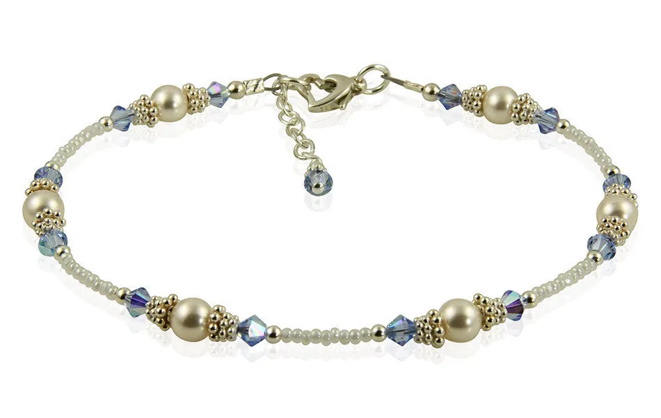 Classic - Something Blue Wedding Sapphire Heart Anklets