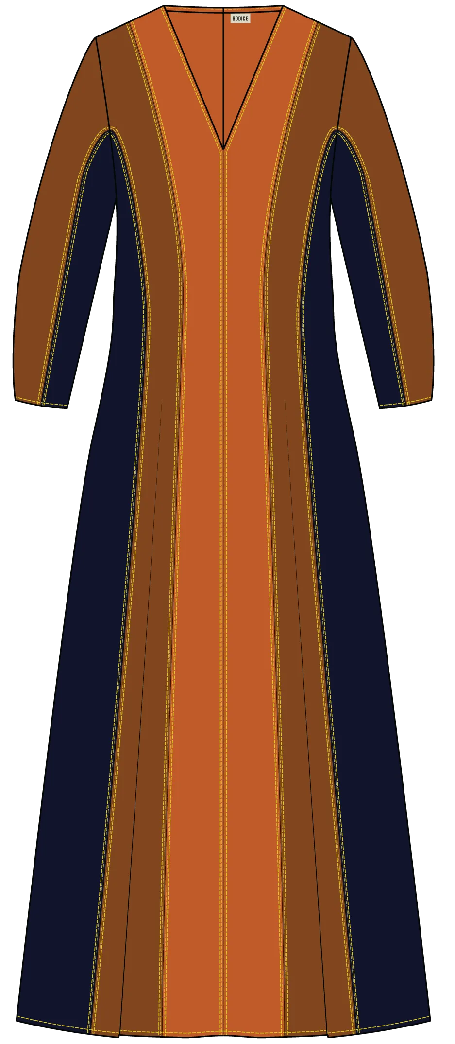 Colour-blocked Silk Dress