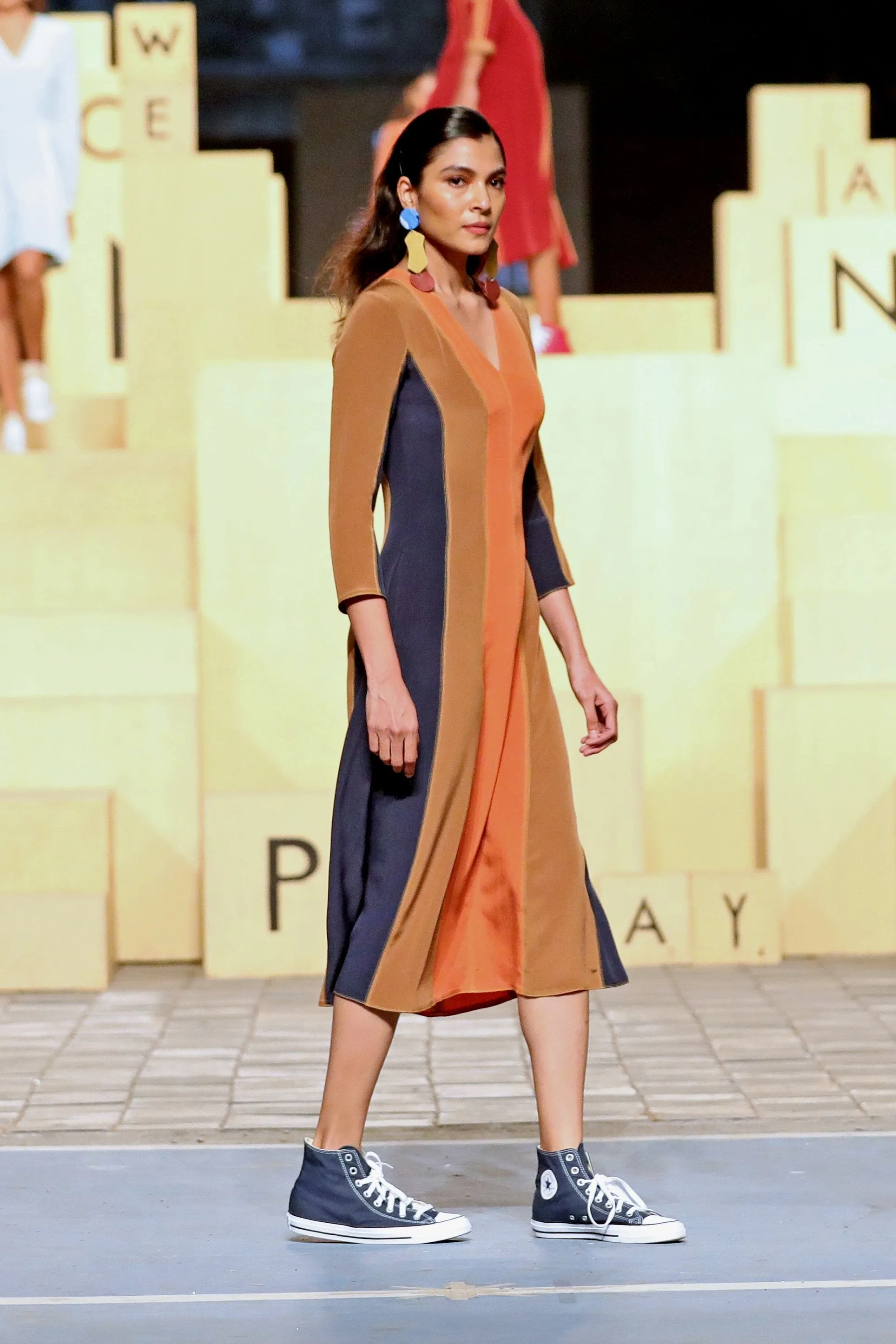 Colour-blocked Silk Dress