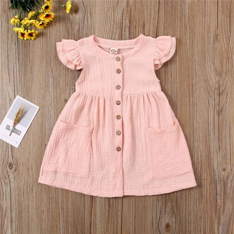 Cotton Muslin Sunders for Toddler Girl, Kids Casual Summer Dresses