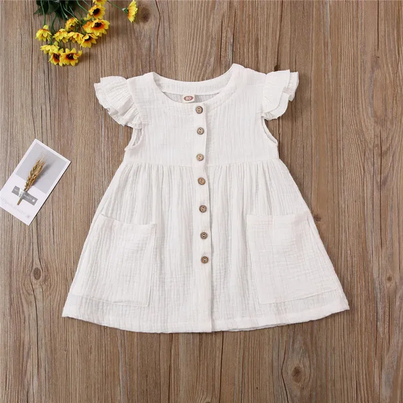 Cotton Muslin Sunders for Toddler Girl, Kids Casual Summer Dresses