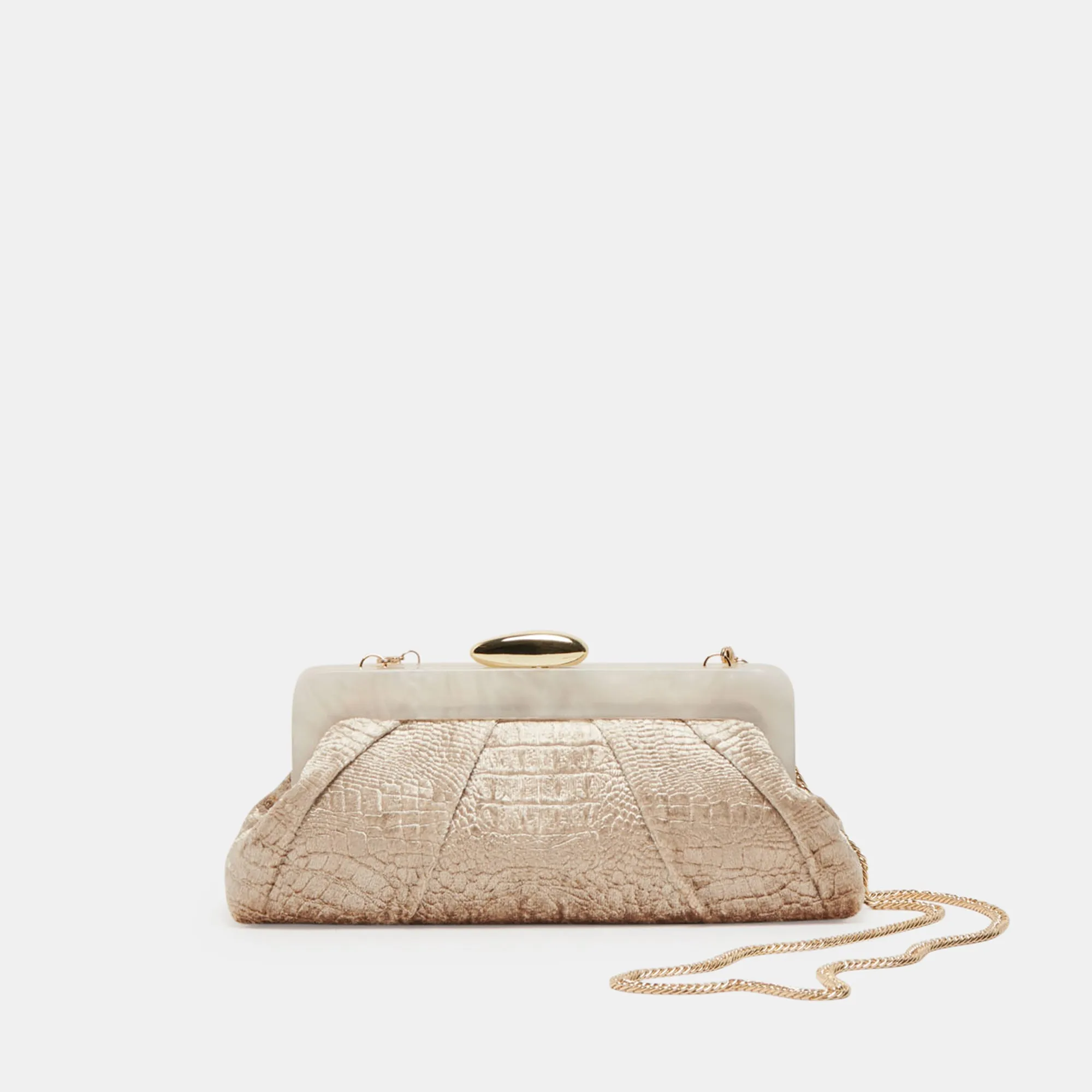 DANNY CLUTCH TAUPE VELVET