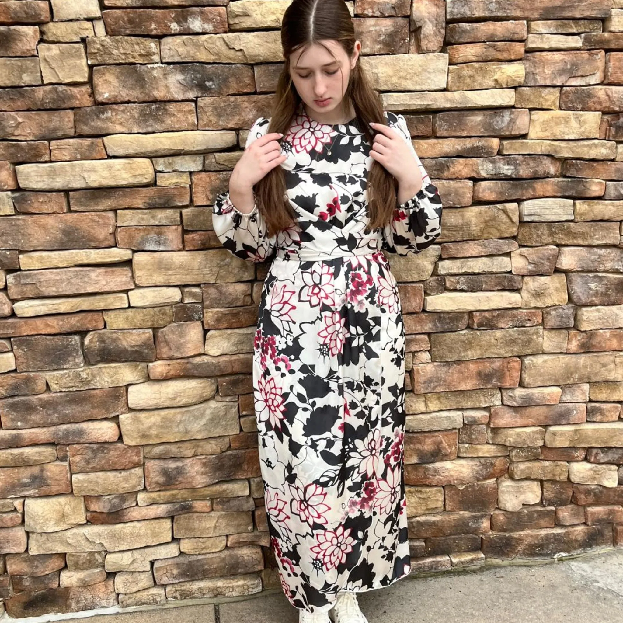 Elegant Floral Silky Midi Maxi Dress