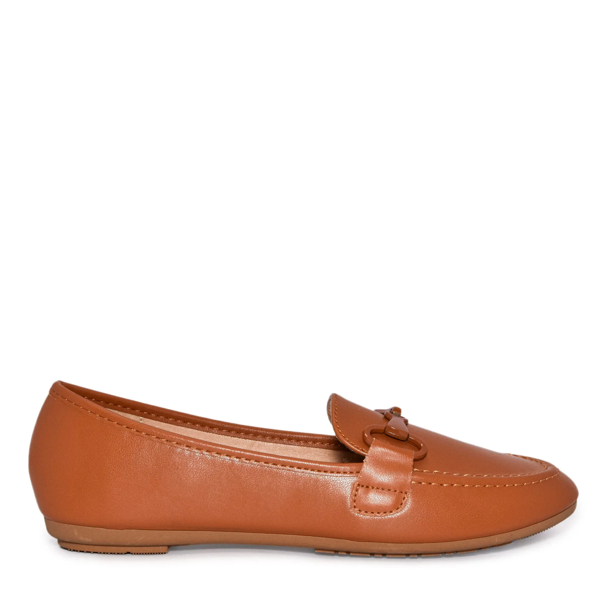 ELLIS-01 Classic Almond Toe Metal Hardware Loafer Flats