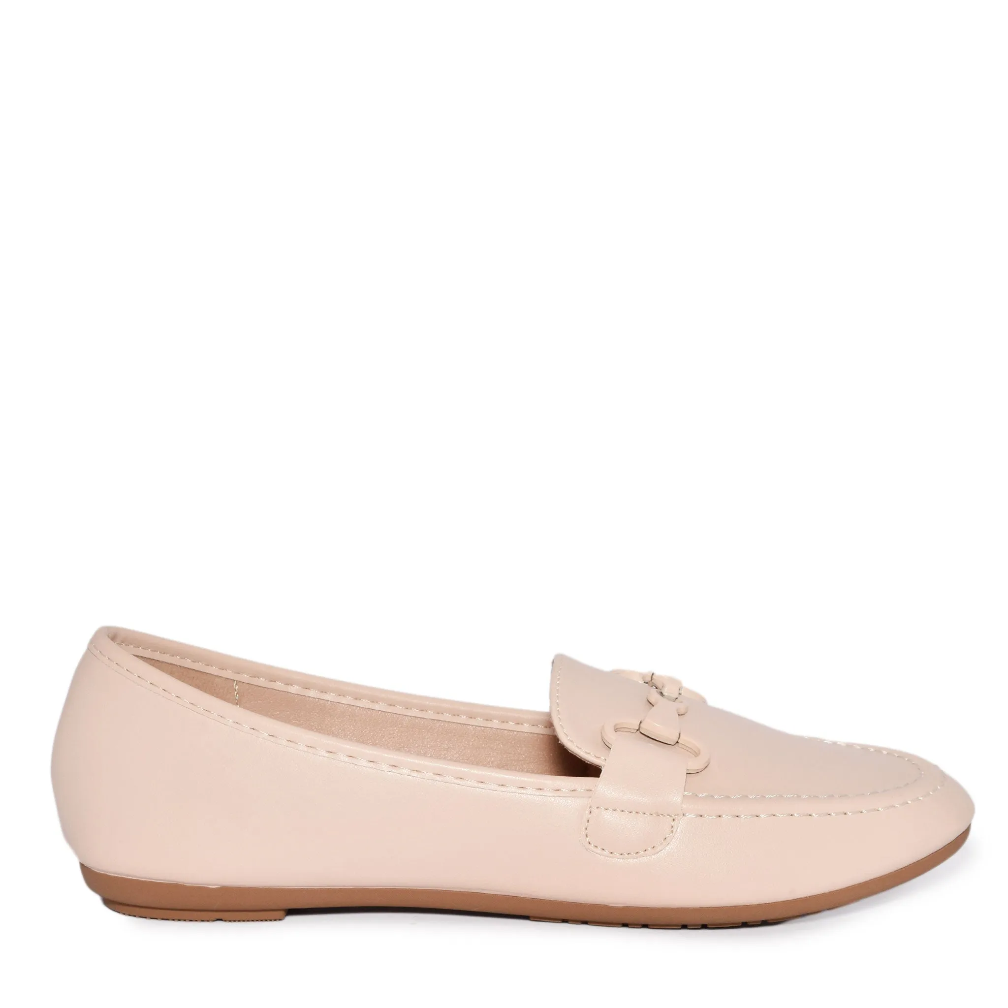 ELLIS-01 Classic Almond Toe Metal Hardware Loafer Flats