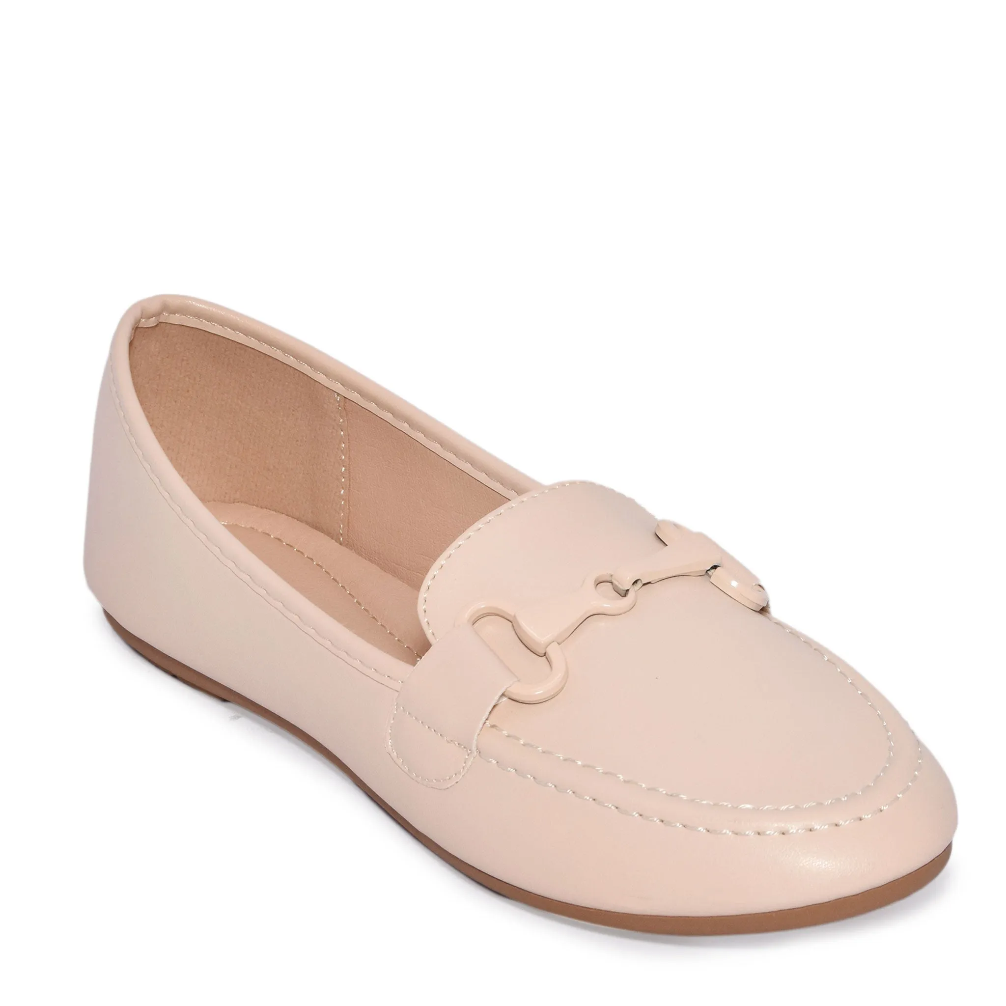 ELLIS-01 Classic Almond Toe Metal Hardware Loafer Flats