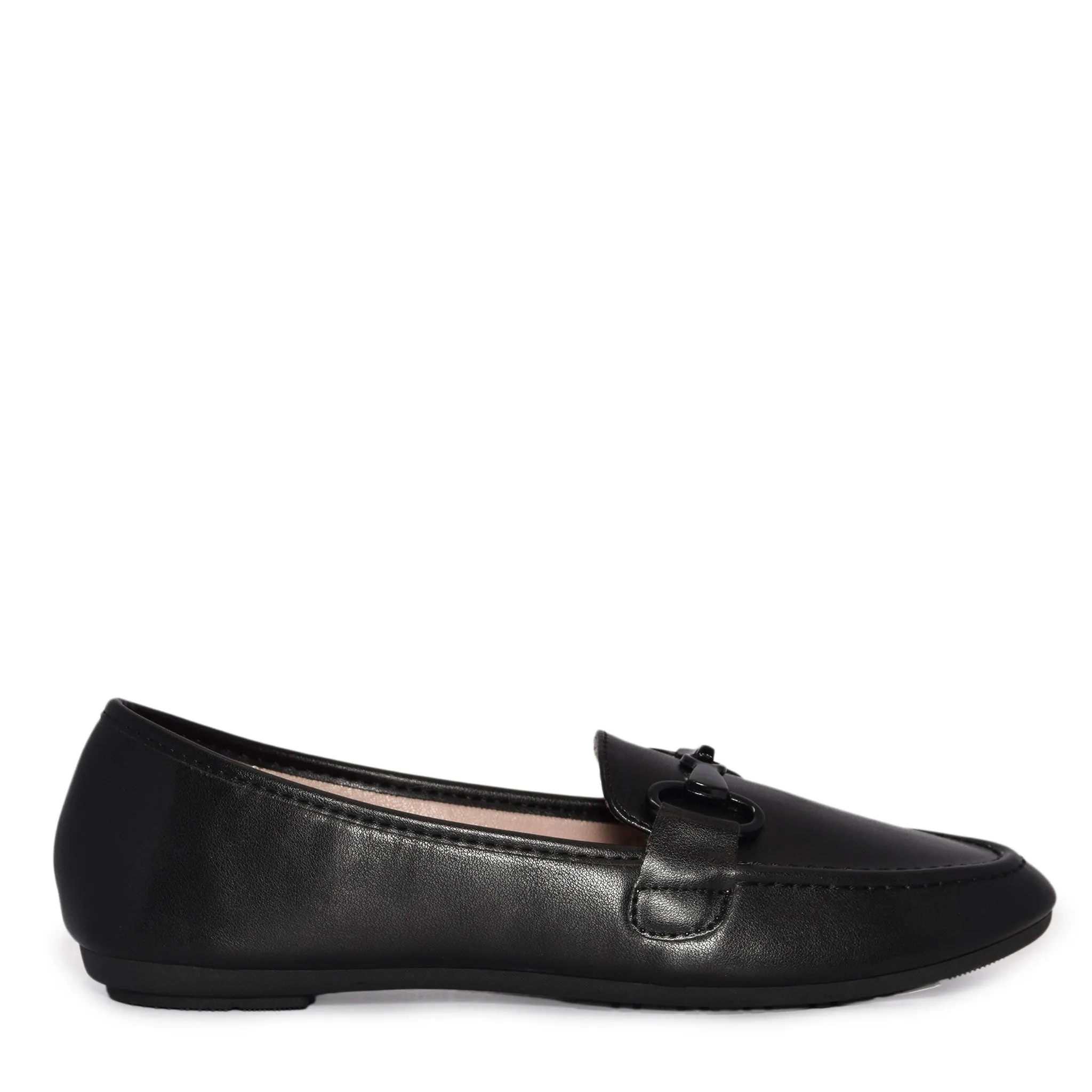 ELLIS-01 Classic Almond Toe Metal Hardware Loafer Flats