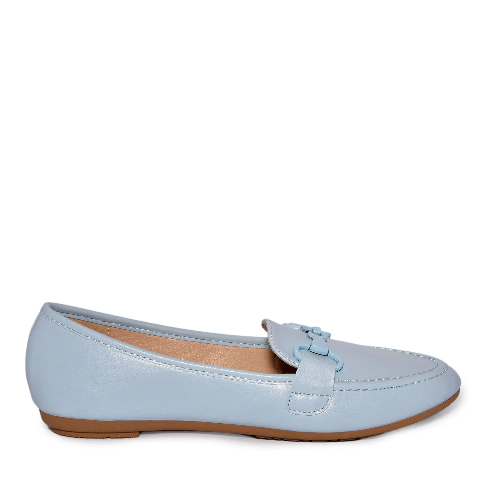 ELLIS-01 Classic Almond Toe Metal Hardware Loafer Flats