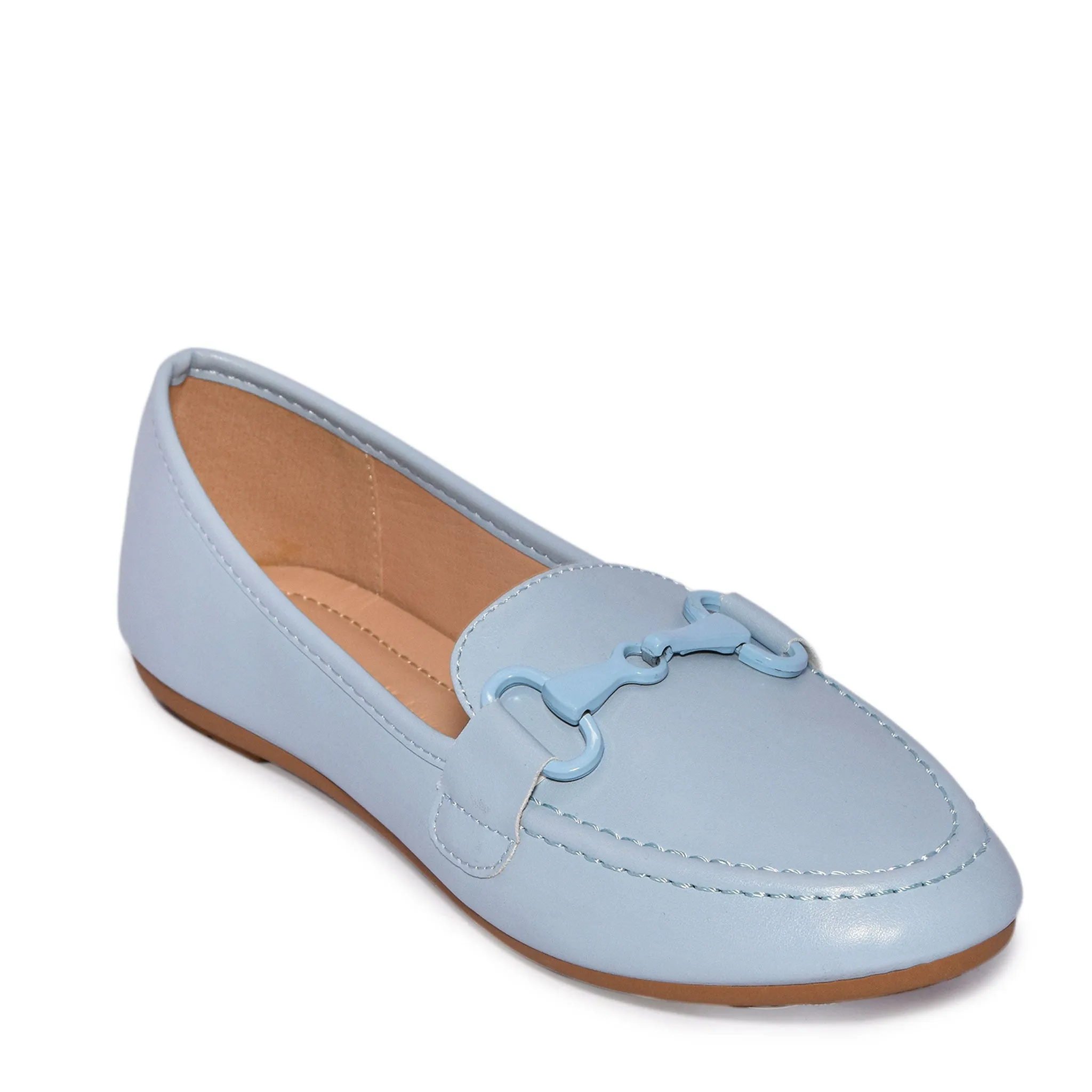 ELLIS-01 Classic Almond Toe Metal Hardware Loafer Flats