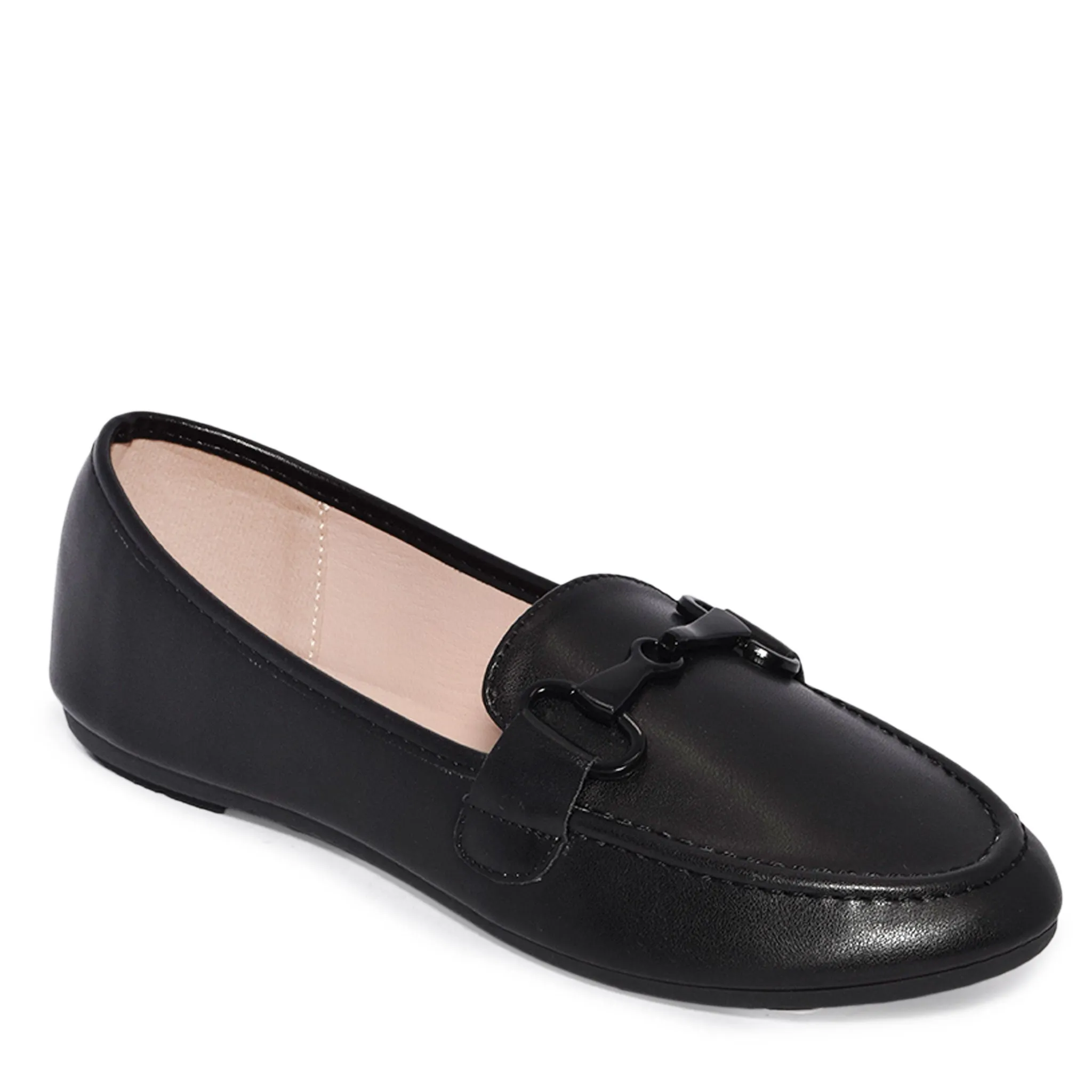 ELLIS-01 Classic Almond Toe Metal Hardware Loafer Flats