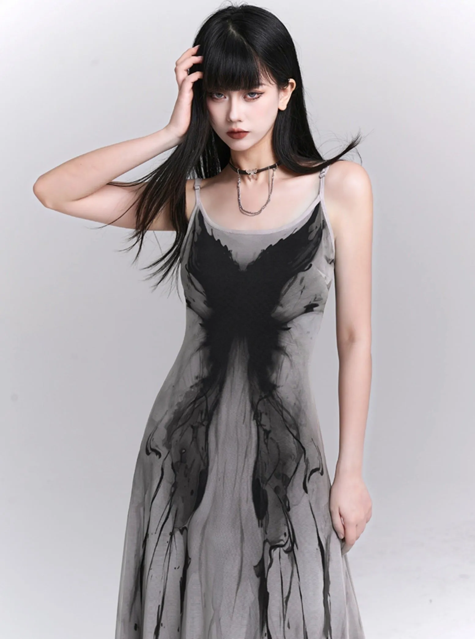 Ethereal Ink Splash Maxi Dress