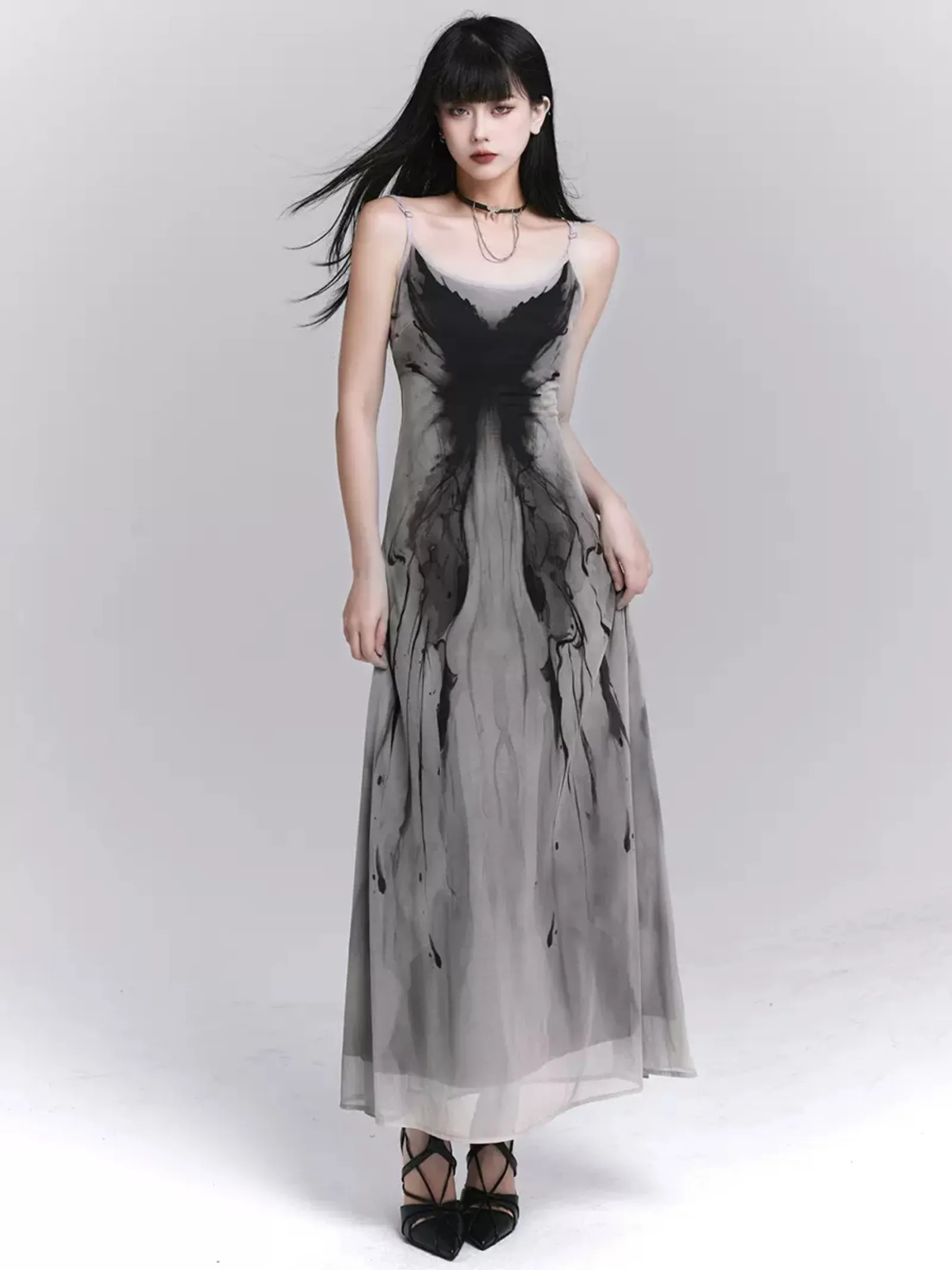 Ethereal Ink Splash Maxi Dress