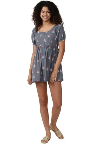 FOREVER 21 women's Cotton Classic Mini Dress (598057_Grey