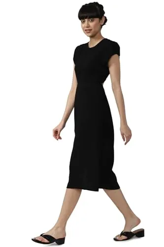 FOREVER 21 women's Polyester Classic Midi Dress (596593_Black