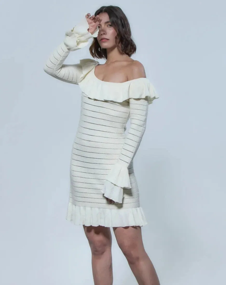 Frill Dress in Cream