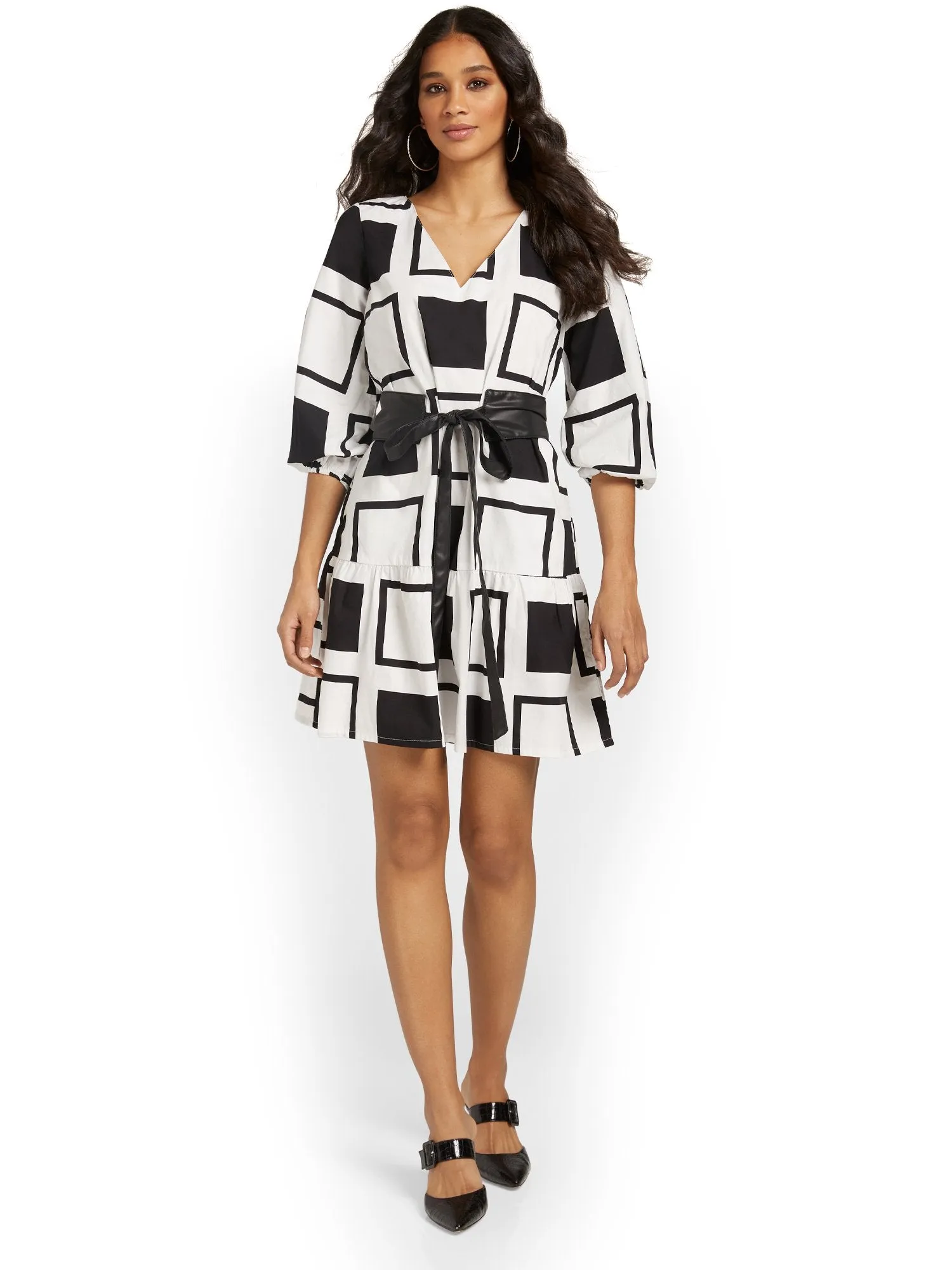 Geometric-Print Shift Dress