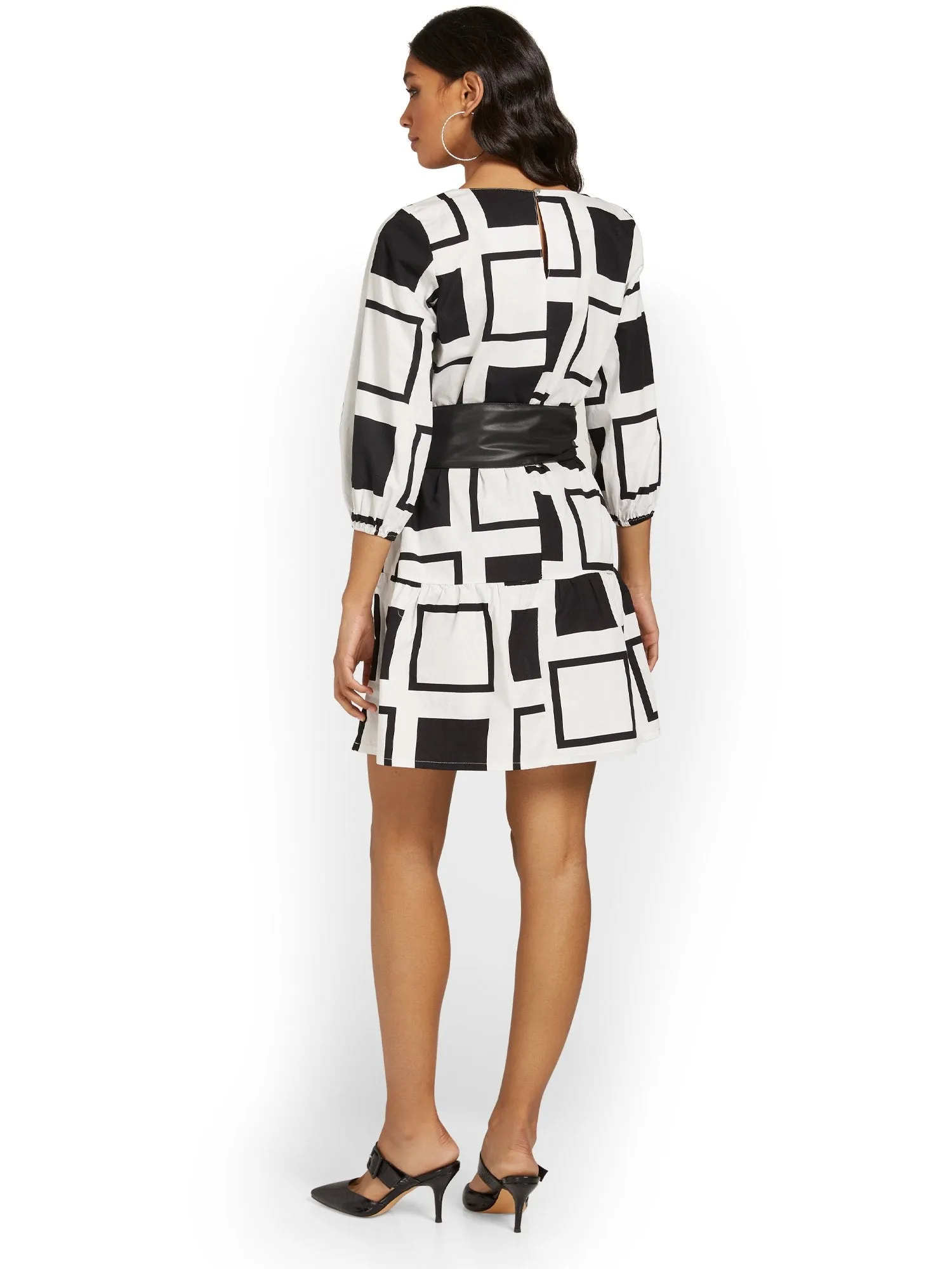 Geometric-Print Shift Dress