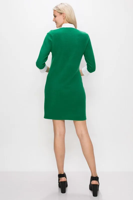 Green Cozy Rib 2 Fer Dress